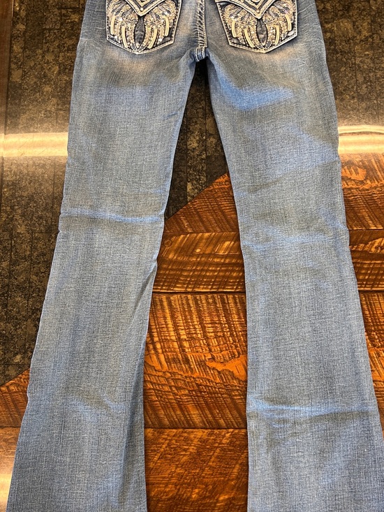 Miss Me Denim - Miss Me Light Blue Embellished Back Pocket Flare Jeans